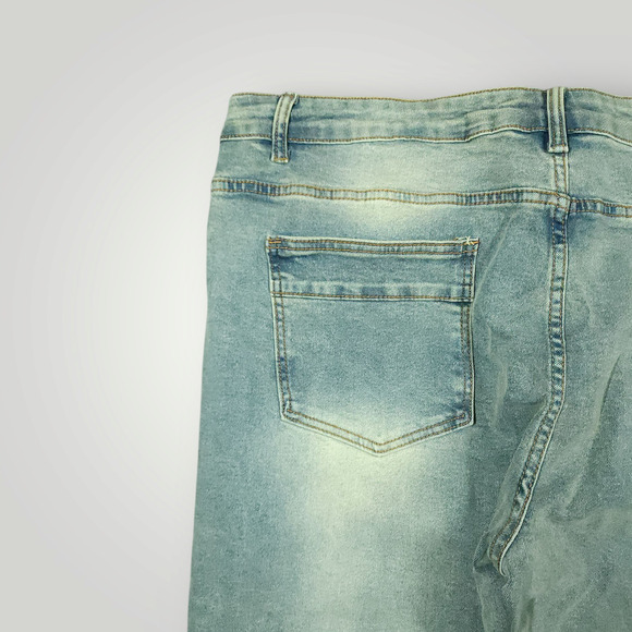 M Society Jeans 42x32 Mens Skinny Distressed Painted Art to Wear Light Mud Wash - Picture 11 of 13